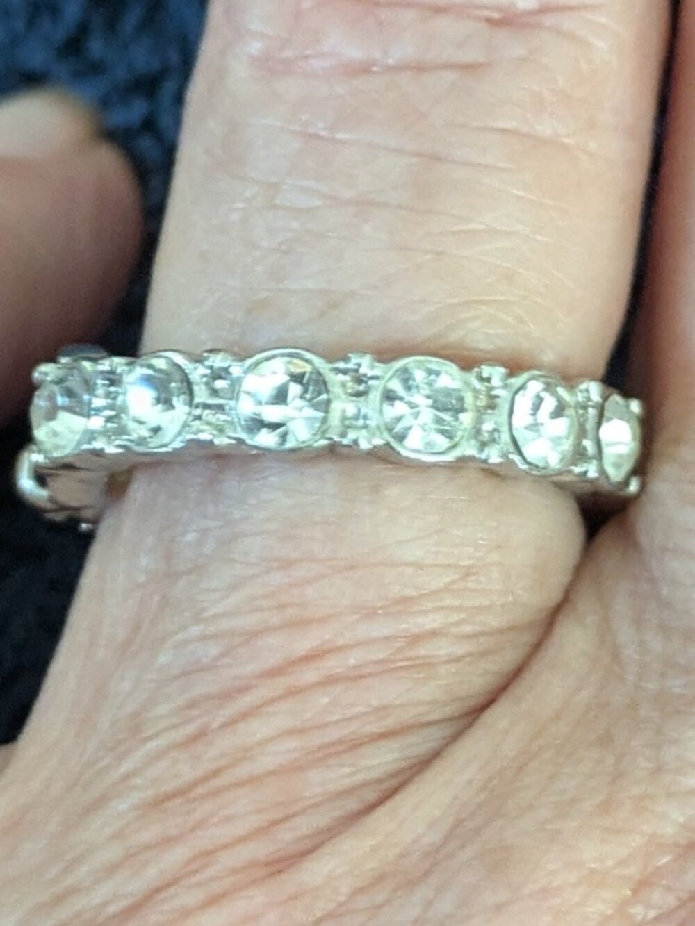 Silver fake diamond elastic ring